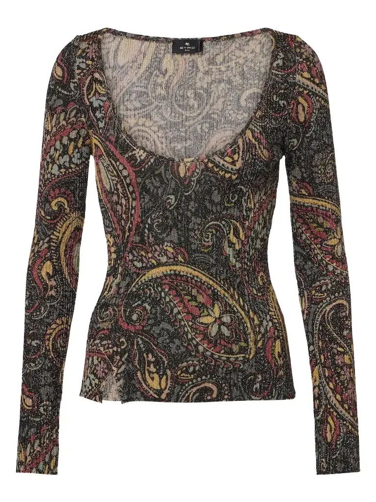 Paisley ribbed-knit top Paisley ribbed-knit top