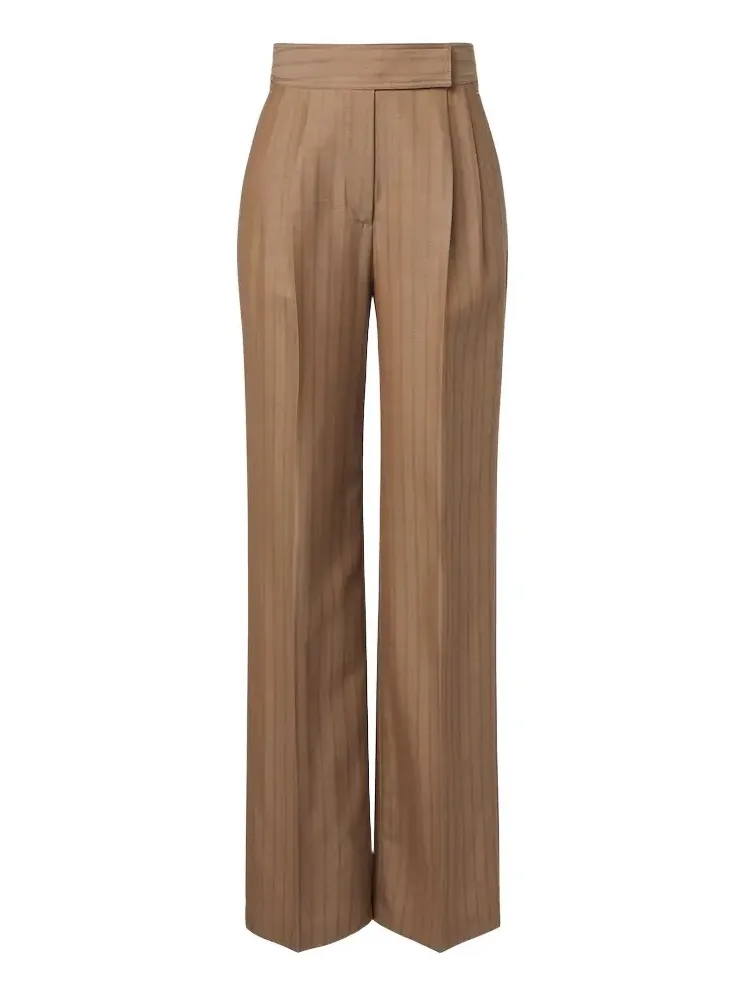 Striped wool wide-leg pants