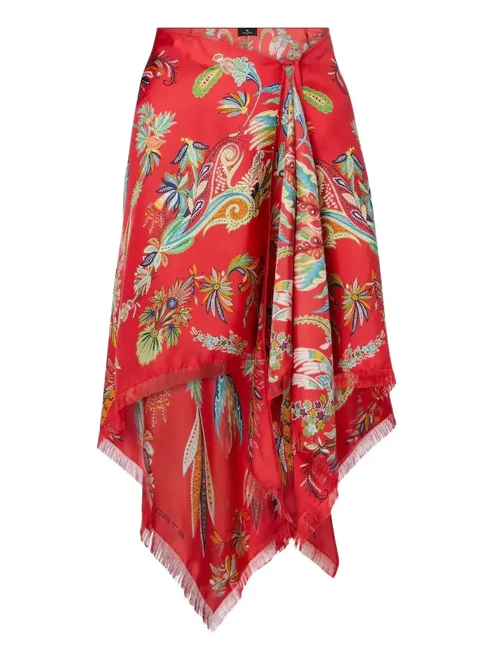 Paisley asymmetric silk twill miniskirt Paisley asymmetric silk twill miniskirt