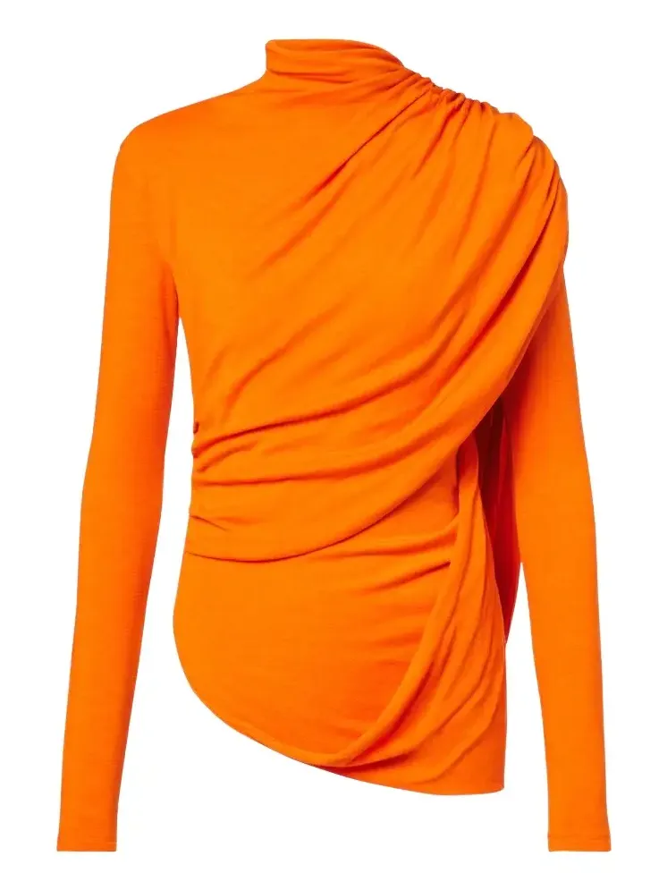 Caped wool-blend top Caped wool-blend top