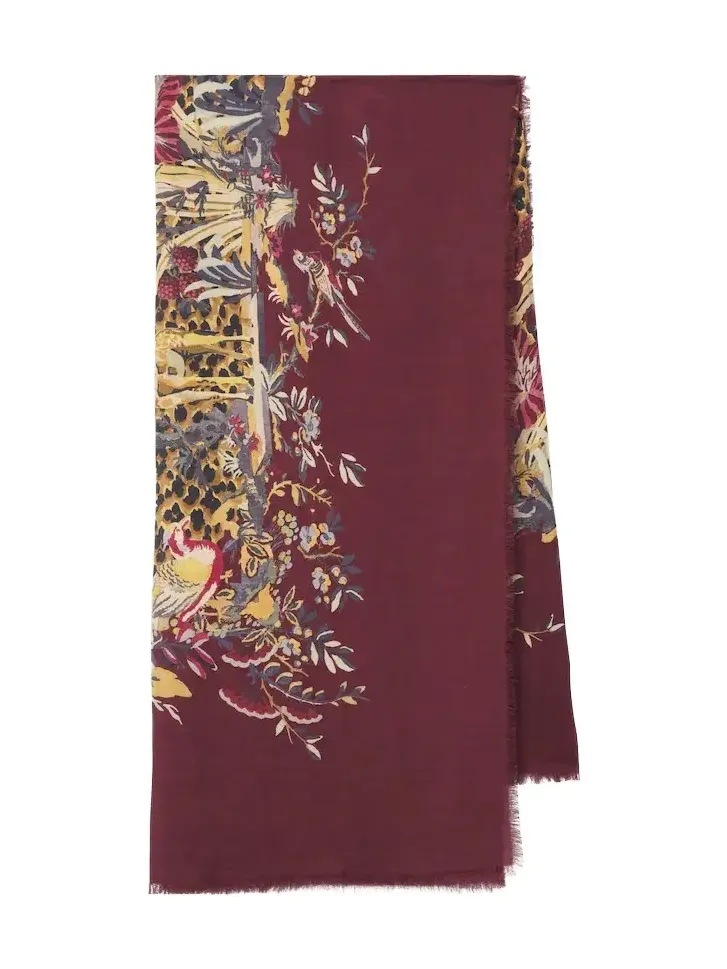 Printed modal and cashmere scarf