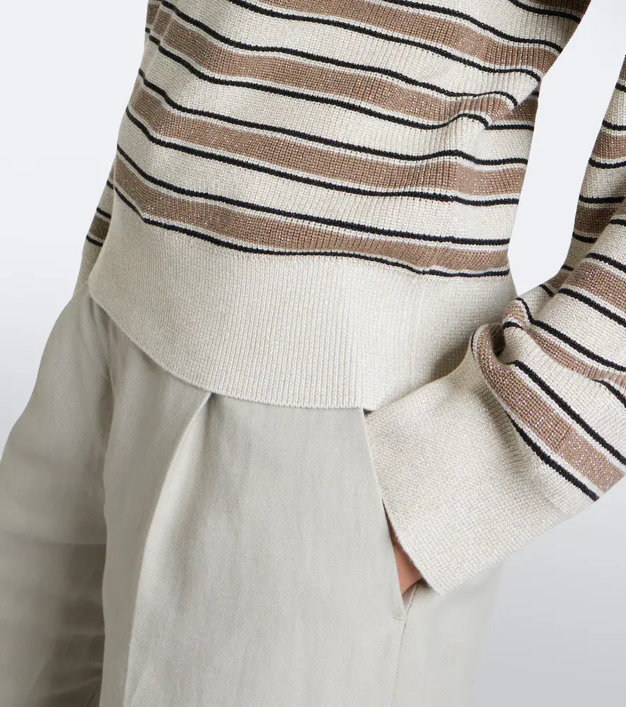 Brunello Cucinelli Striped cotton-blend polo sweater | Thumbnail 5
