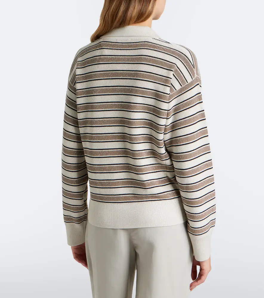 Brunello Cucinelli Striped cotton-blend polo sweater | Thumbnail 6