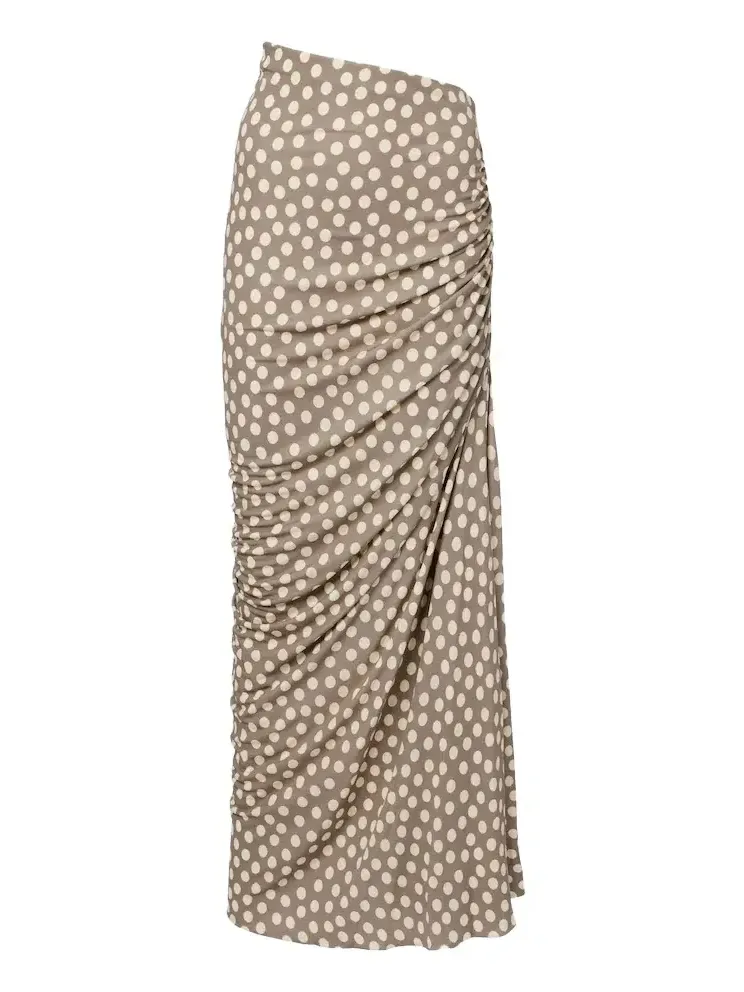 Alaïa Gathered polka-dot jersey maxi skirt Alaïa Gathered polka-dot jersey maxi skirt
