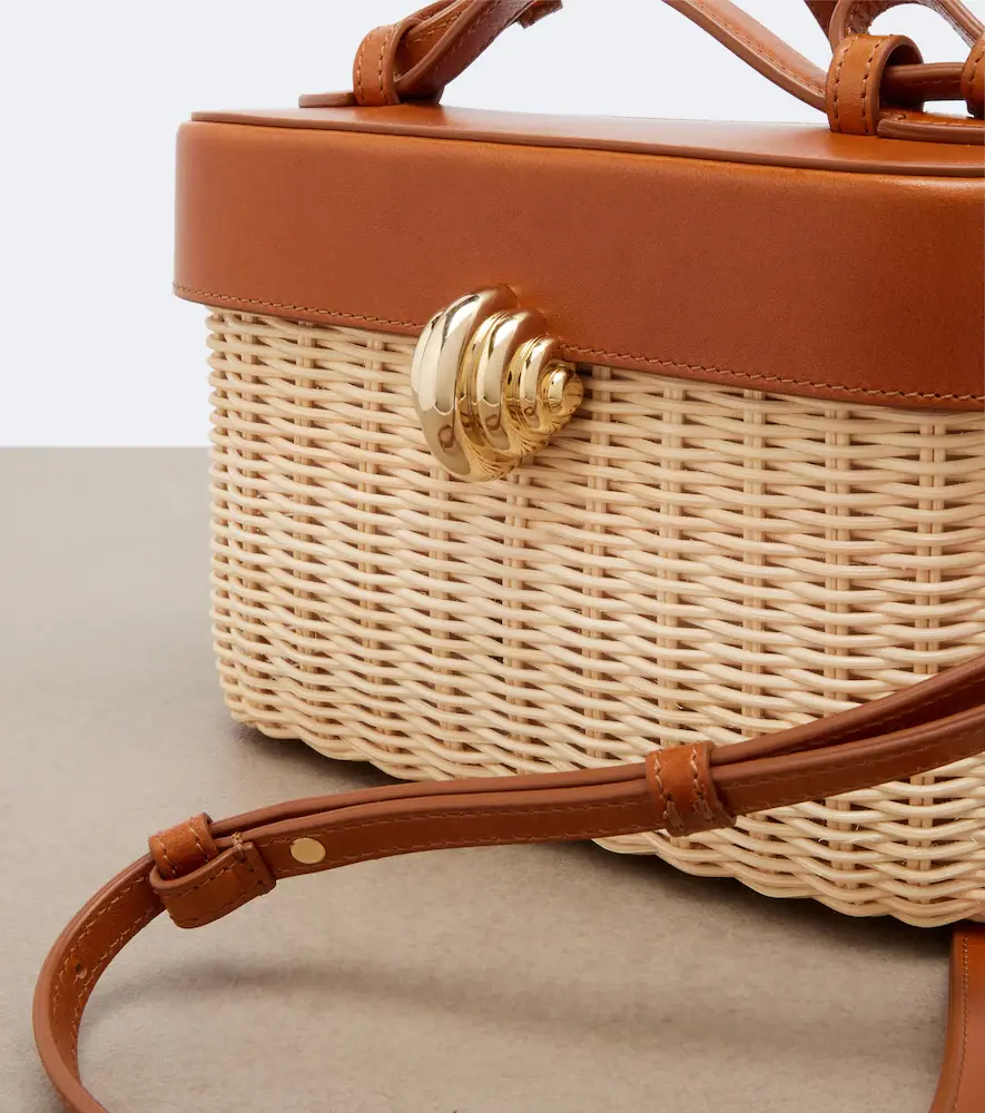 Aquazzura Belgravia leather-trimmed wicker vanity bag | Thumbnail 3 Aquazzura Belgravia leather-trimmed wicker vanity bag | Thumbnail 3