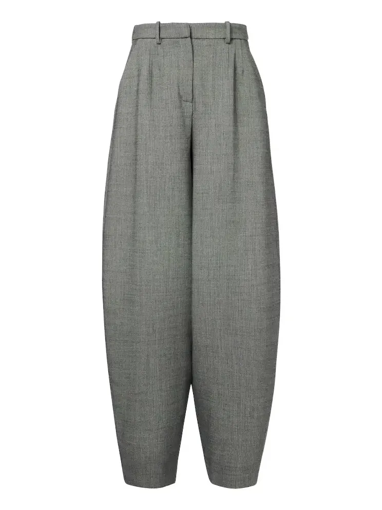 Herringbone wool-blend barrel-leg pants Herringbone wool-blend barrel-leg pants