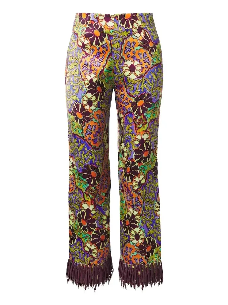 Alémais Joanna fringed printed wide-leg pants Alémais Joanna fringed printed wide-leg pants