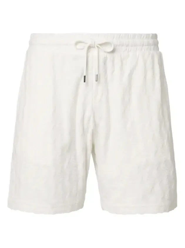 Terry-trimmed cotton blend shorts