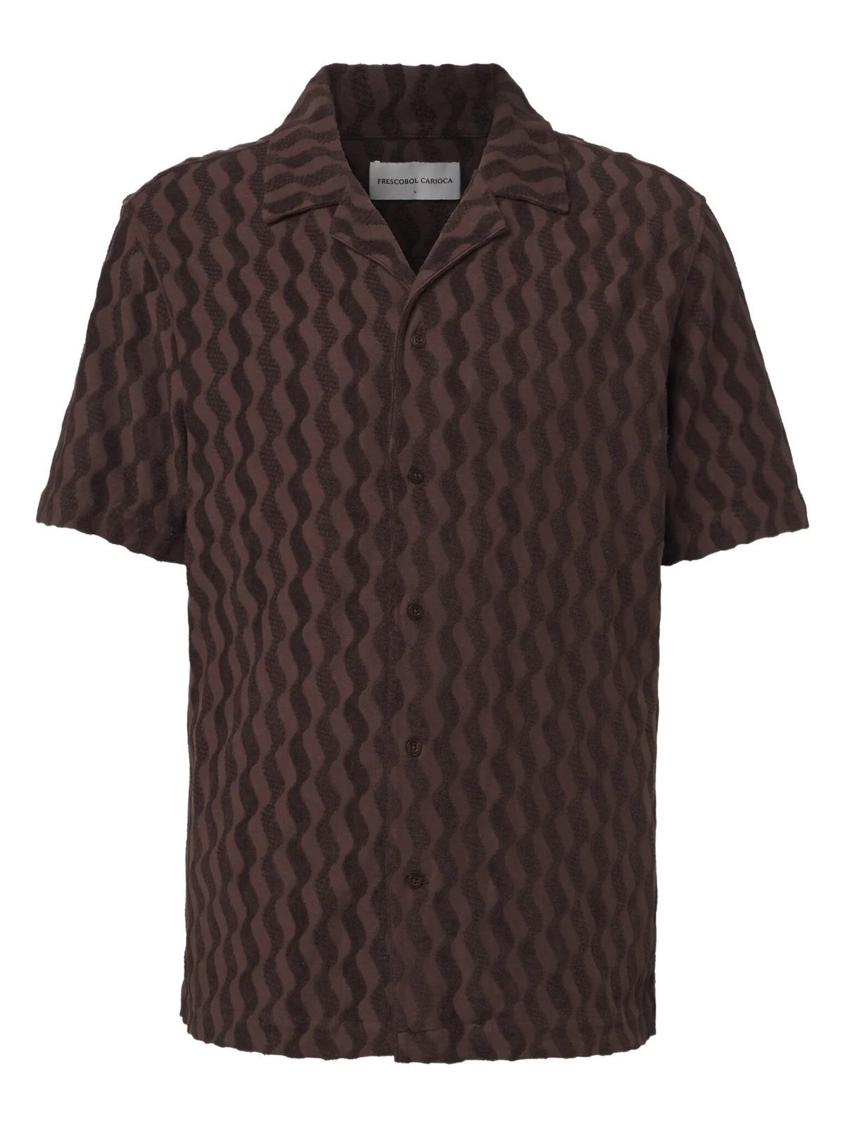 Terry-trimmed cotton-blend bowling shirt