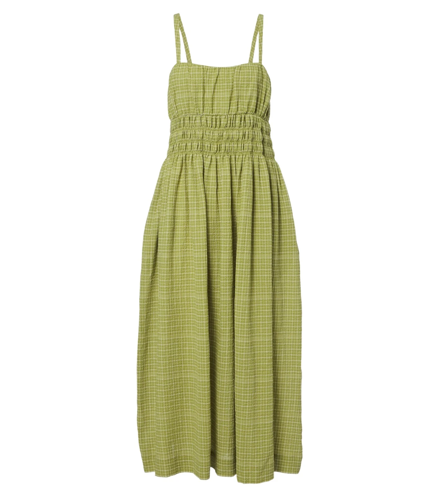 ASCENO Verona checked cotton midi dress