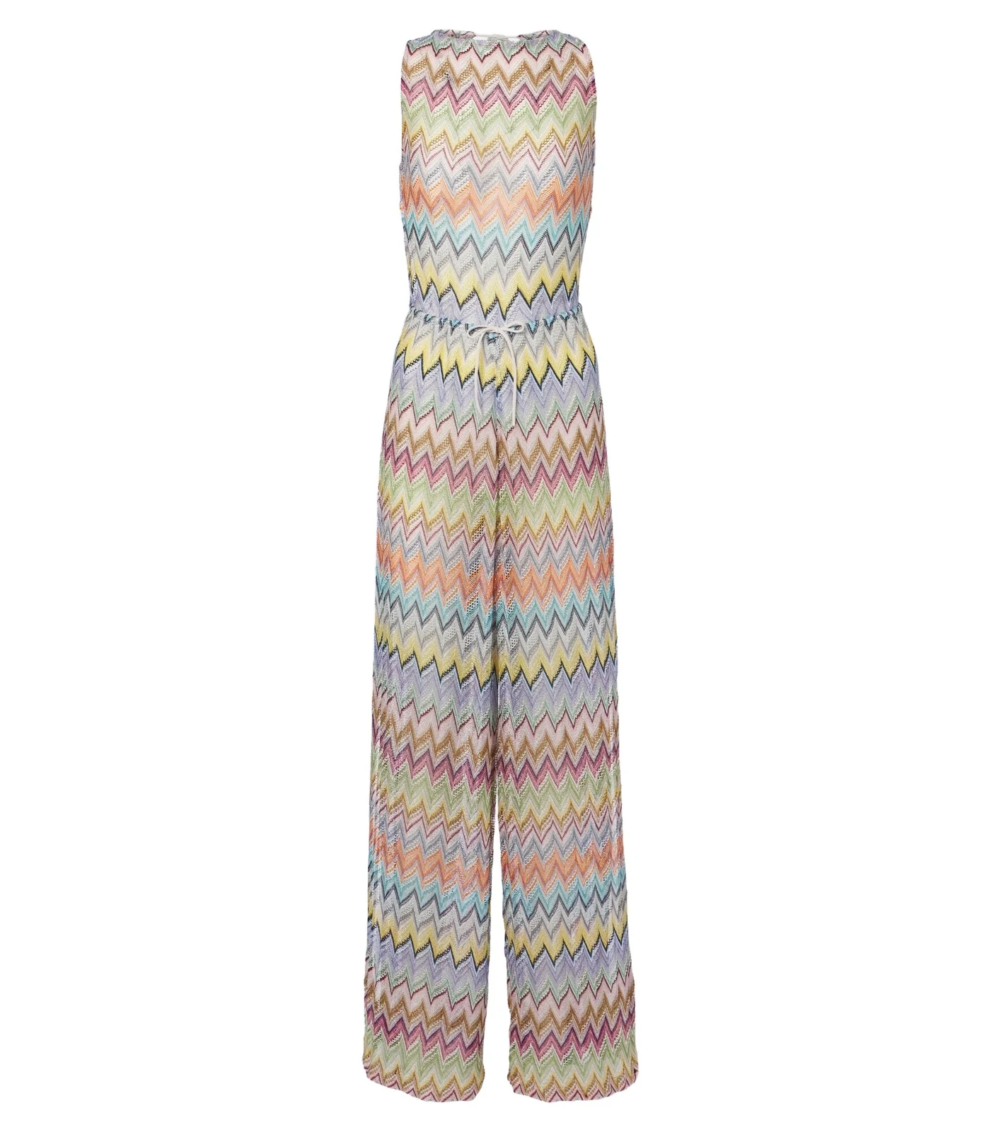 Zigzag open-back lamé jumpsuit
