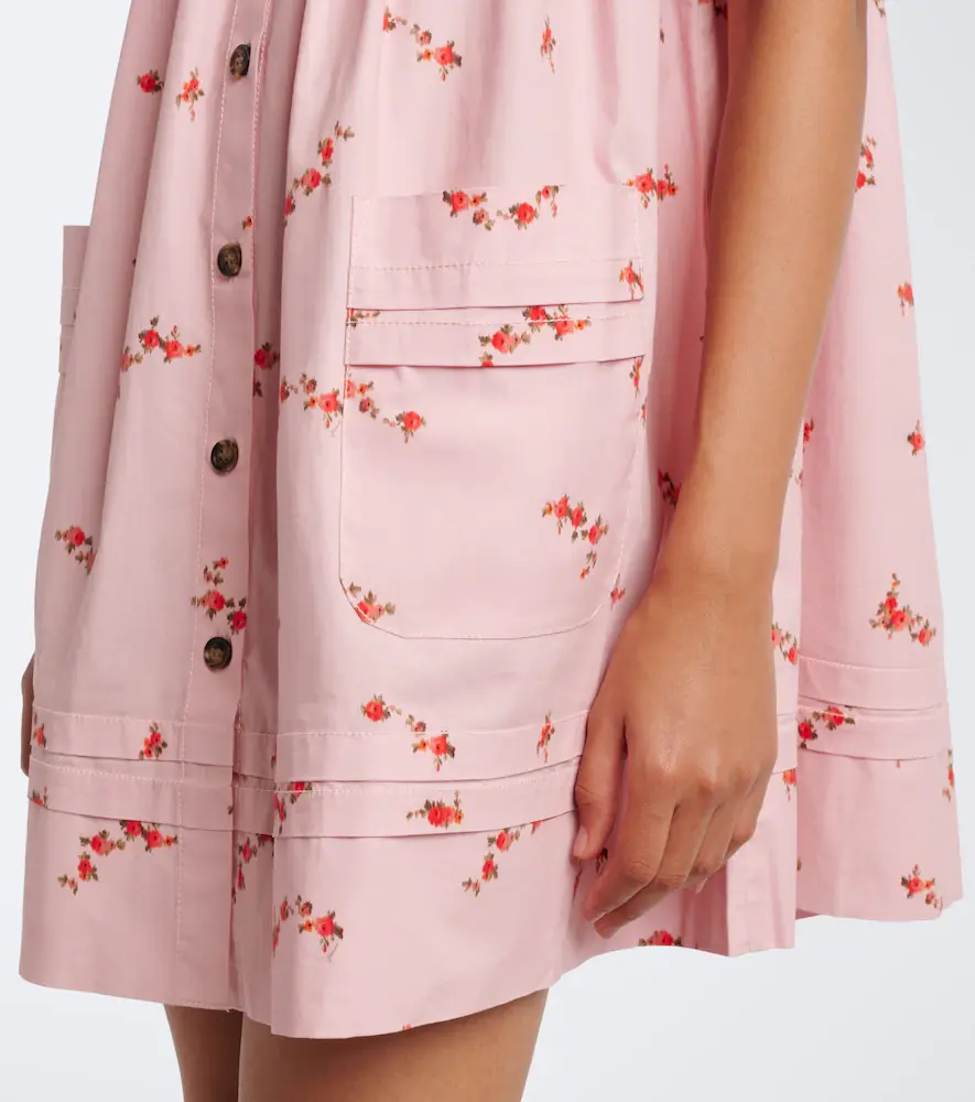 Ganni Floral ruffled cotton-blend poplin minidress | Thumbnail 4