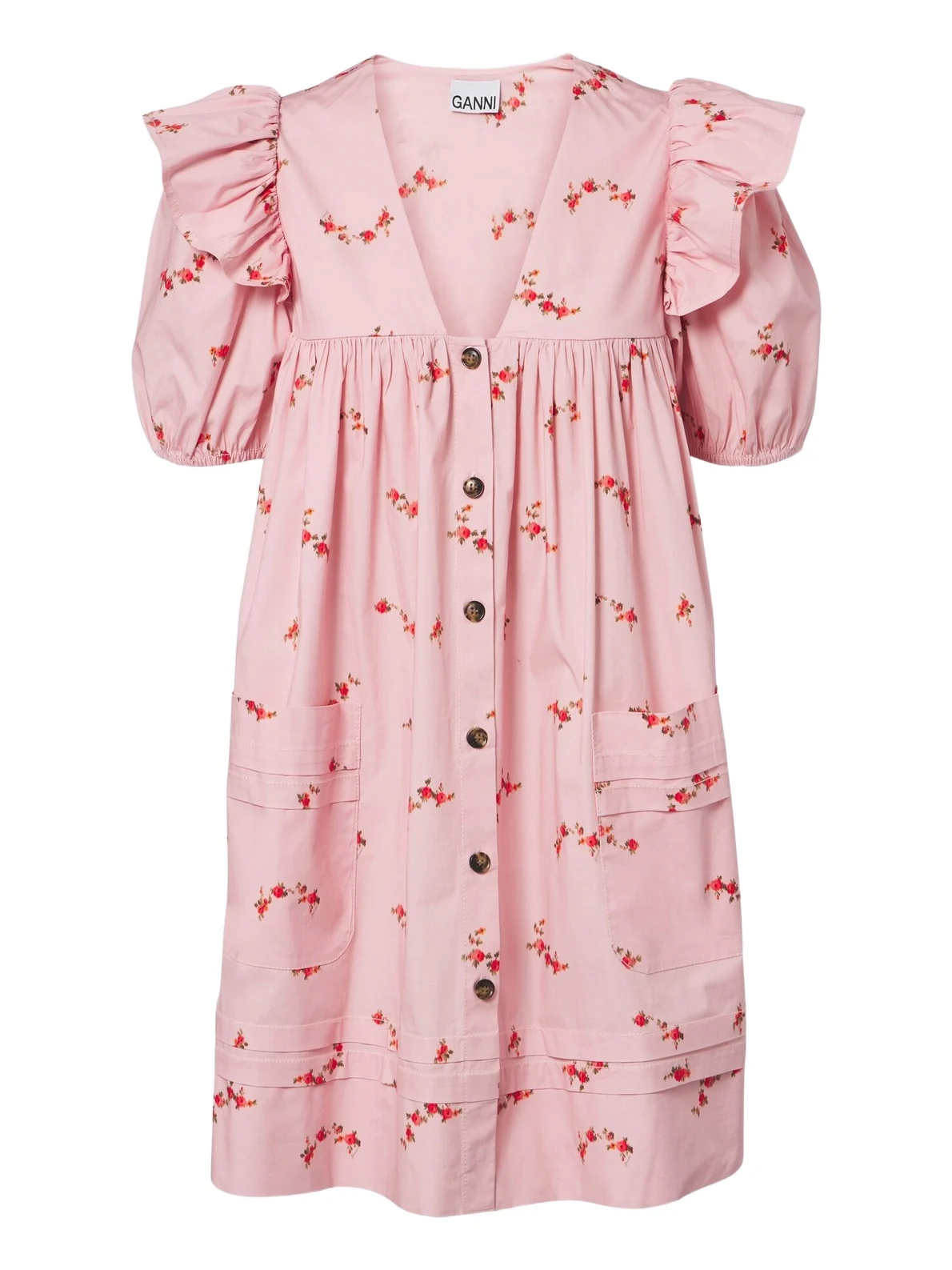 Floral ruffled cotton-blend poplin minidress Floral ruffled cotton-blend poplin minidress