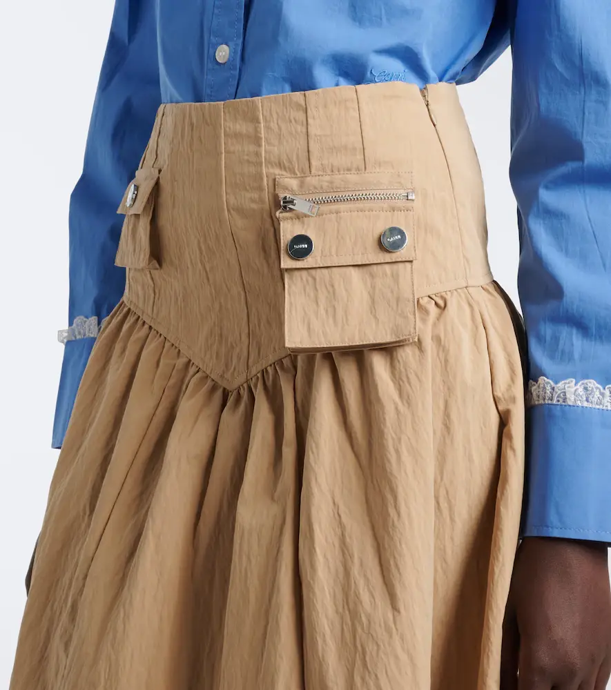Ganni Gathered cotton-blend maxi skirt | Thumbnail 3 Ganni Gathered cotton-blend maxi skirt | Thumbnail 3