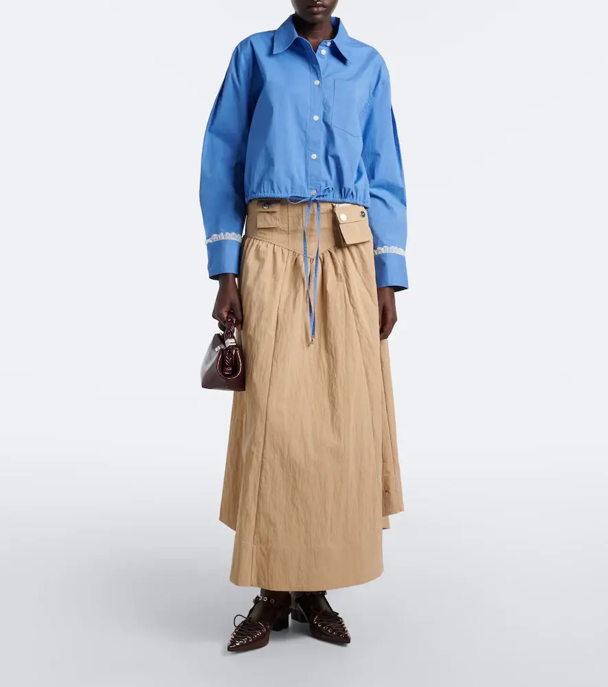 Ganni Gathered cotton-blend maxi skirt | Thumbnail 4 Ganni Gathered cotton-blend maxi skirt | Thumbnail 4
