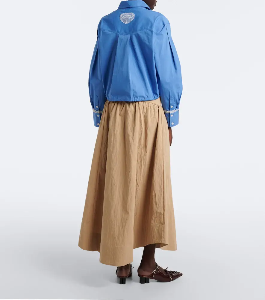 Ganni Gathered cotton-blend maxi skirt | Thumbnail 5 Ganni Gathered cotton-blend maxi skirt | Thumbnail 5