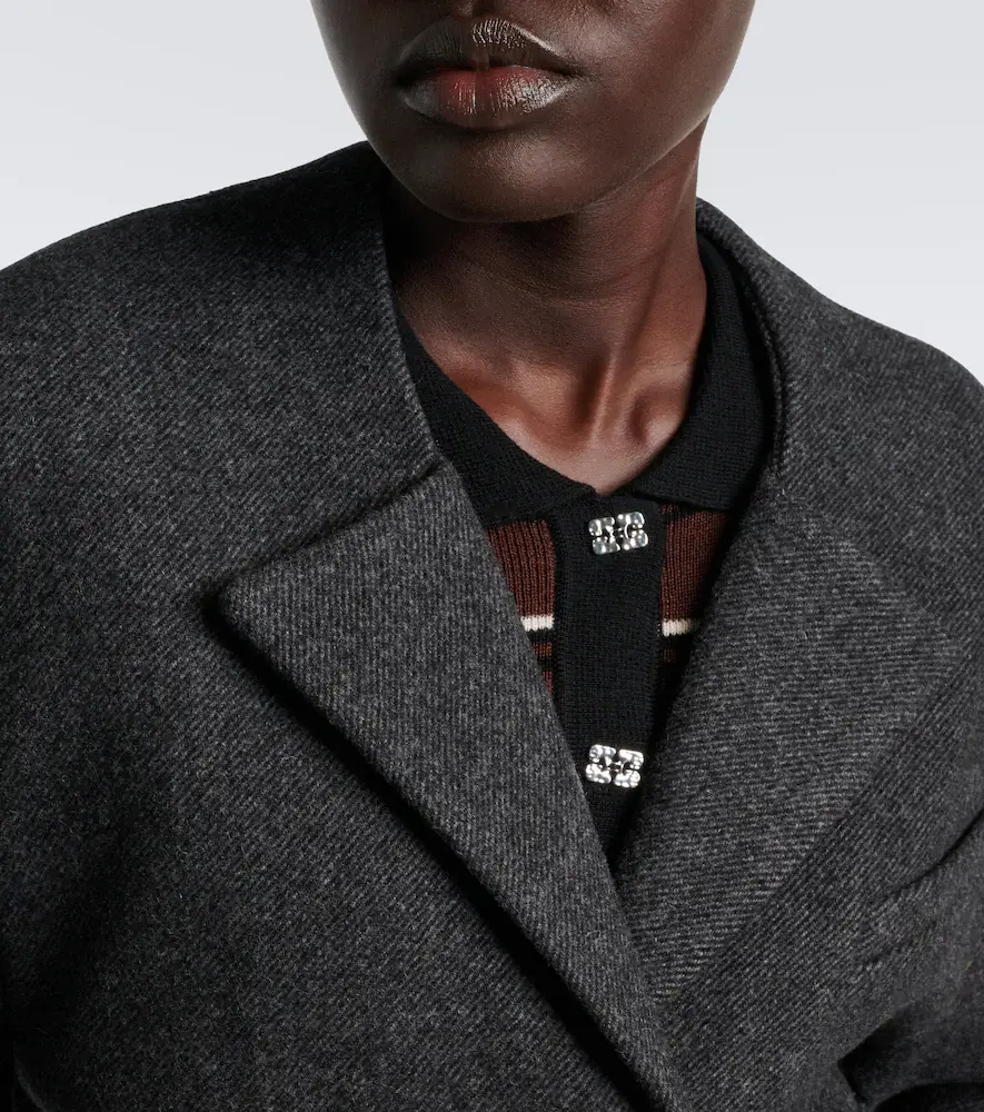 Ganni Belted wool and cashmere-blend blazer | Thumbnail 2 Ganni Belted wool and cashmere-blend blazer | Thumbnail 2