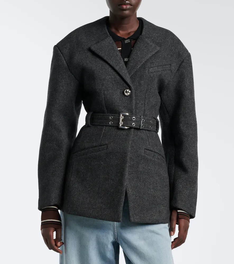 Ganni Belted wool and cashmere-blend blazer | Thumbnail 3 Ganni Belted wool and cashmere-blend blazer | Thumbnail 3