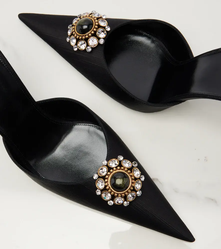 Saint Laurent Cosmo embellished satin mules | Thumbnail 3