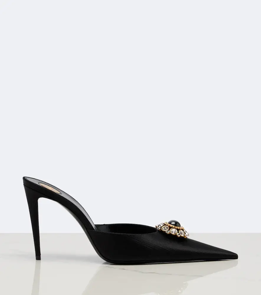 Saint Laurent Cosmo embellished satin mules | Thumbnail 4