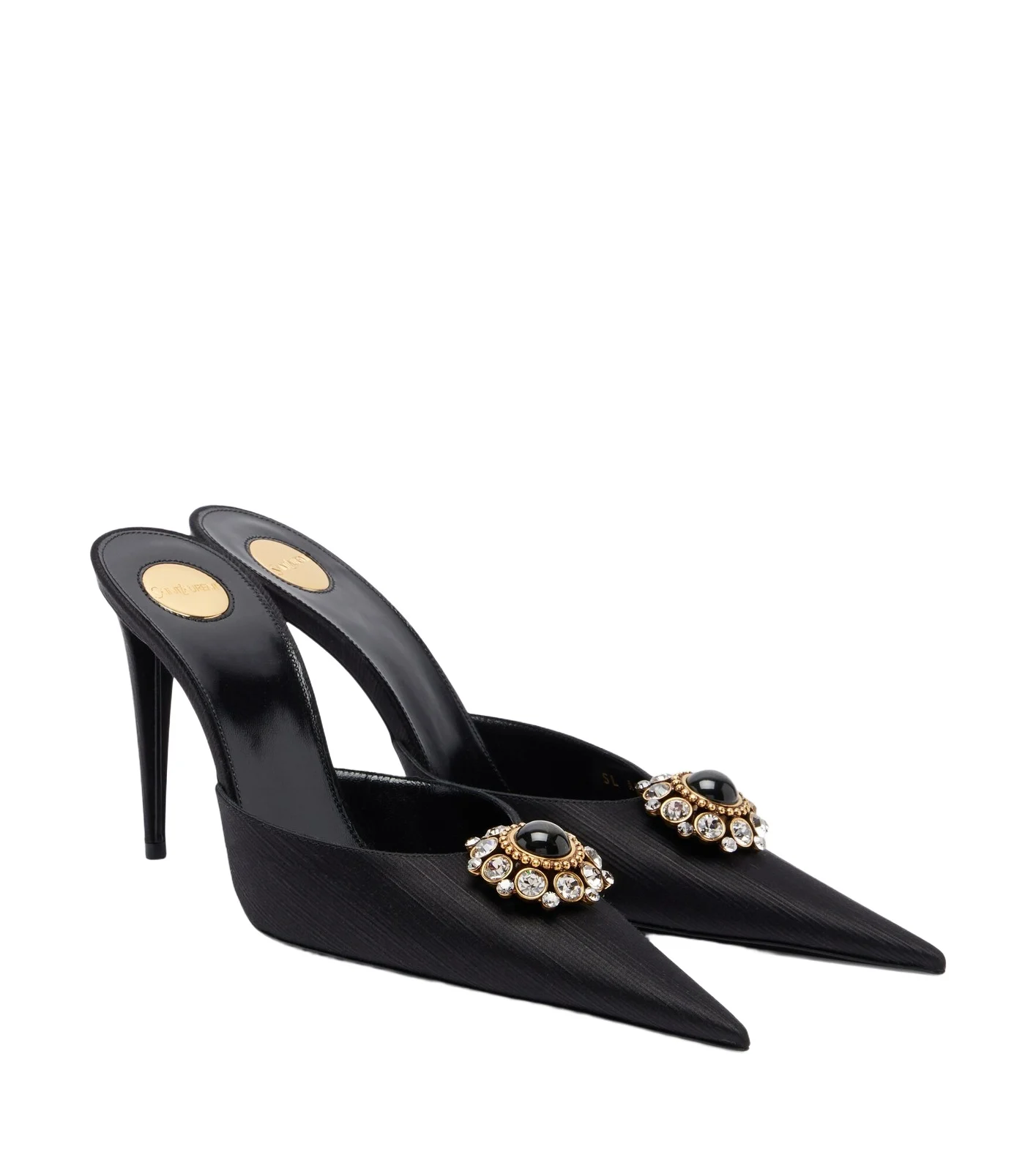 Saint Laurent Cosmo embellished satin mules