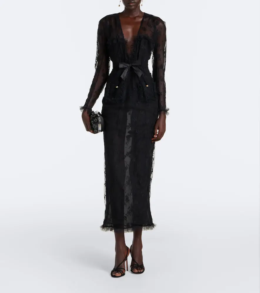 Alessandra Rich Bow-detail lace maxi dress | Thumbnail 4