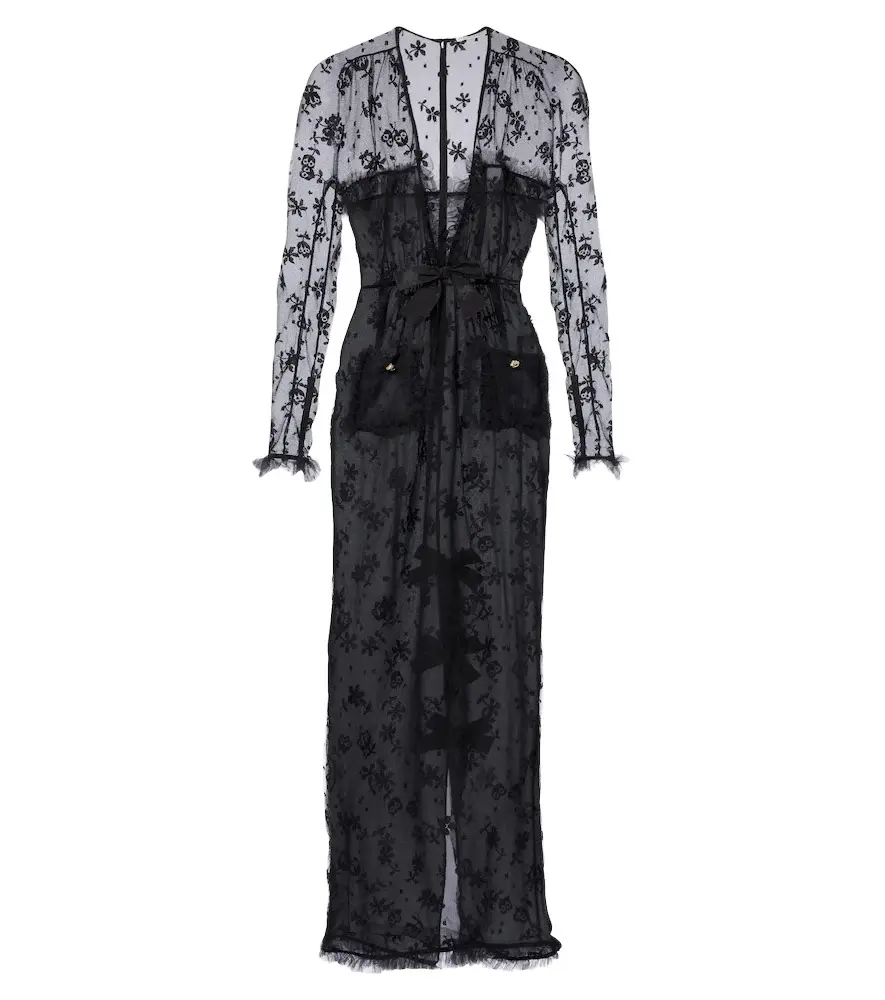 Alessandra Rich Bow-detail lace maxi dress