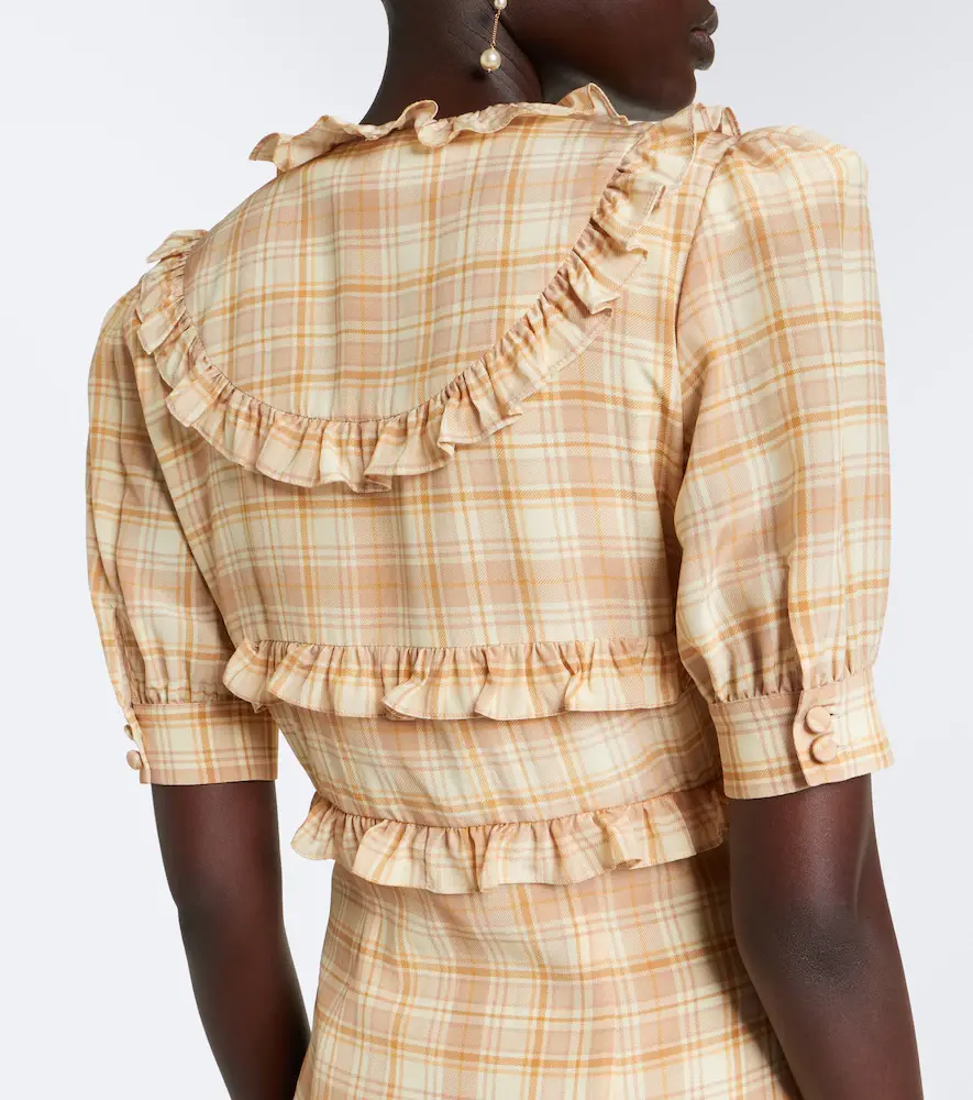 Alessandra Rich Ruffled plaid silk midi dress | Thumbnail 4