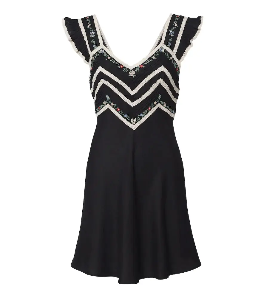 Rixo Diaz embroidered lace-trimmed minidress | Image 1 Rixo Diaz embroidered lace-trimmed minidress | Image 1