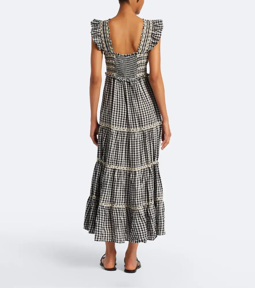 Rixo Chandra checked tiered cotton midi dress | Thumbnail 4 Rixo Chandra checked tiered cotton midi dress | Thumbnail 4