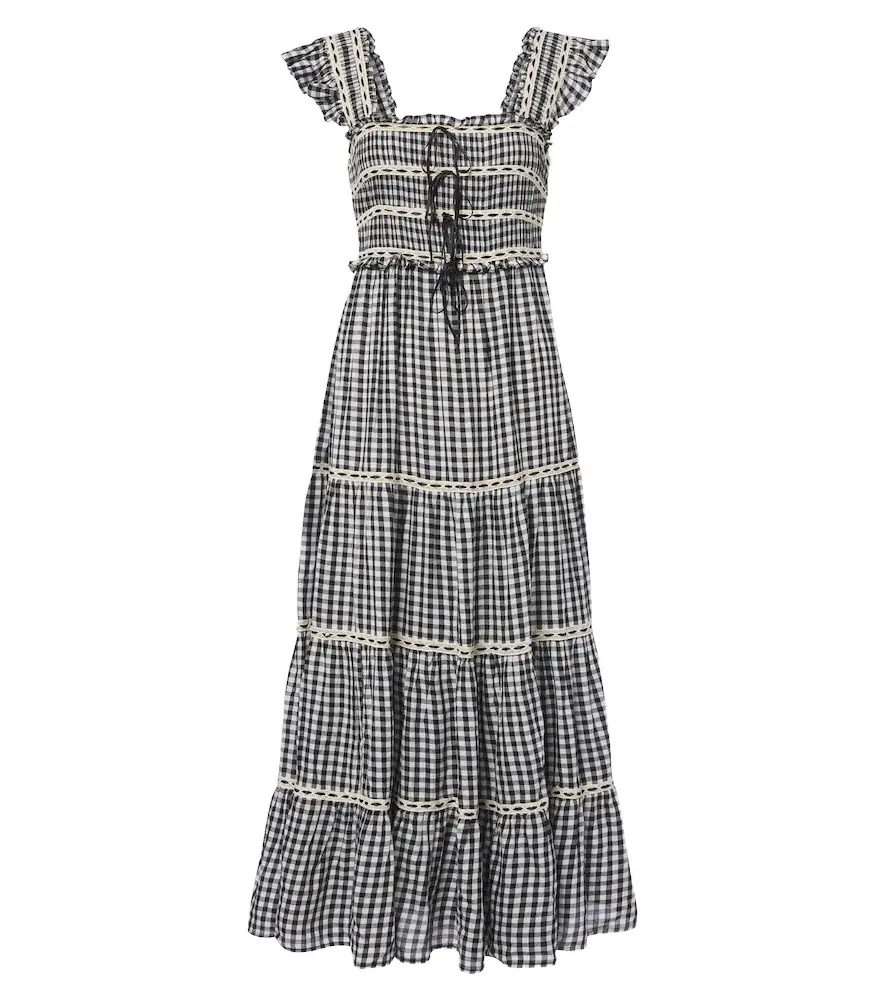 Rixo Chandra checked tiered cotton midi dress | Image 1 Rixo Chandra checked tiered cotton midi dress | Image 1