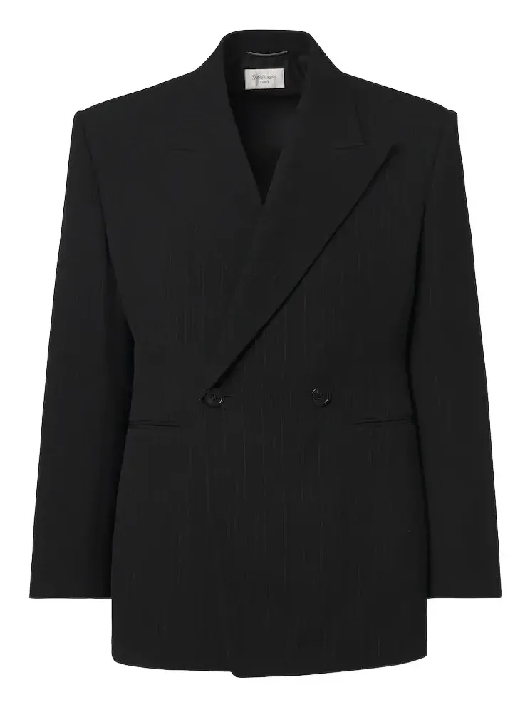 Saint Laurent Striped wool-blend grain de poudre blazer