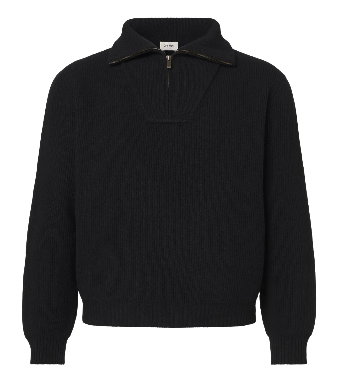 Saint Laurent Ribbed-knit wool half-zip sweater