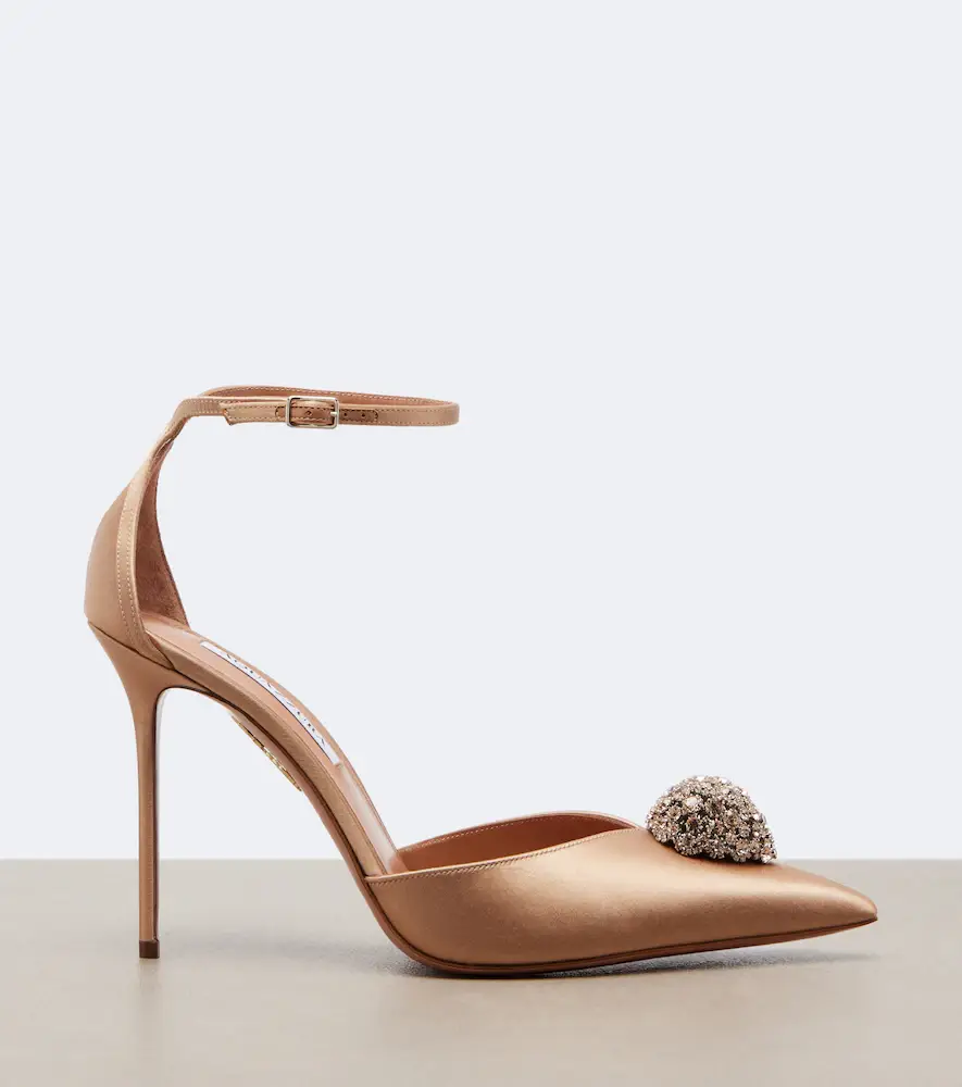 Aquazzura Drop embellished satin slingback pumps | Thumbnail 3 Aquazzura Drop embellished satin slingback pumps | Thumbnail 3