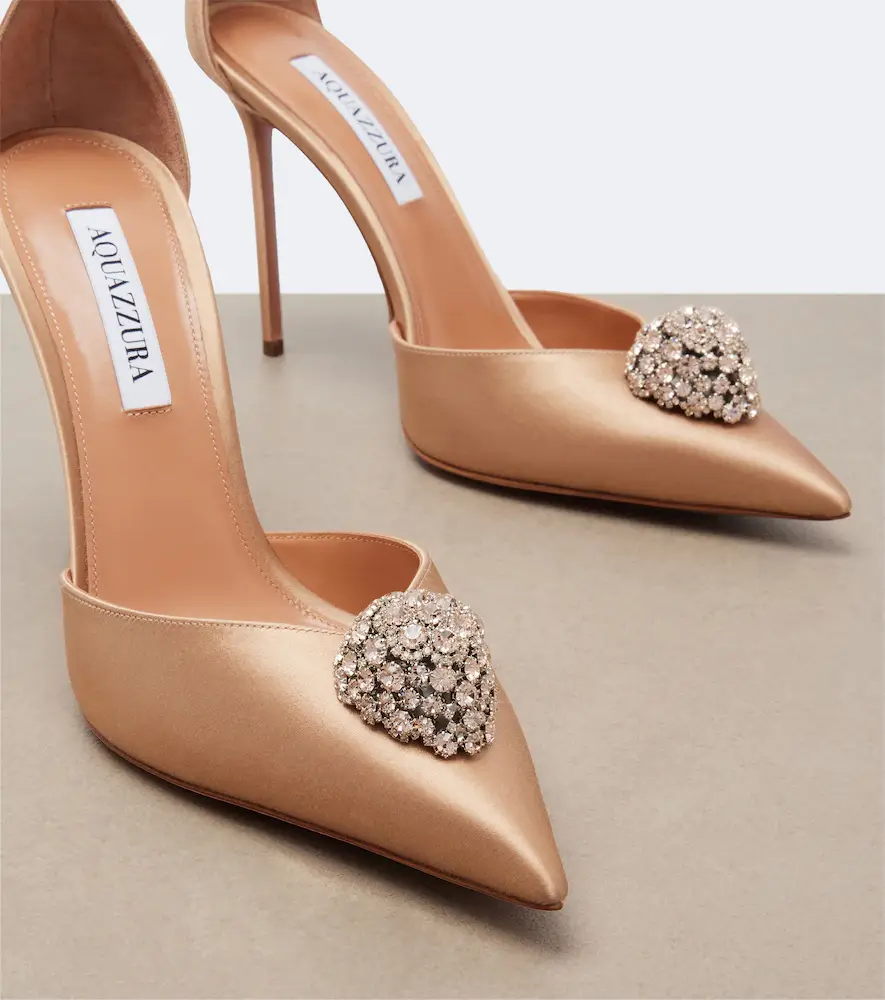 Aquazzura Drop embellished satin slingback pumps | Thumbnail 4 Aquazzura Drop embellished satin slingback pumps | Thumbnail 4