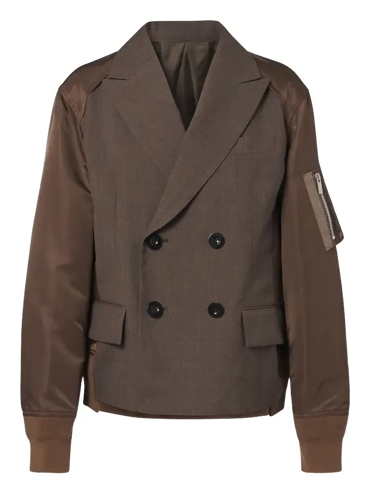 Double-breasted wool and technical jacket Double-breasted wool and technical jacket