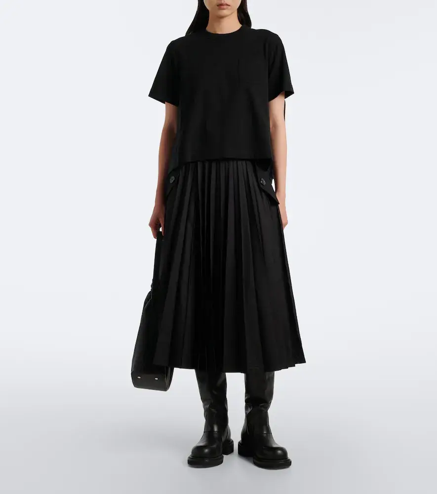 Sacai Cotton jersey and denim T-shirt | Thumbnail 2 Sacai Cotton jersey and denim T-shirt | Thumbnail 2