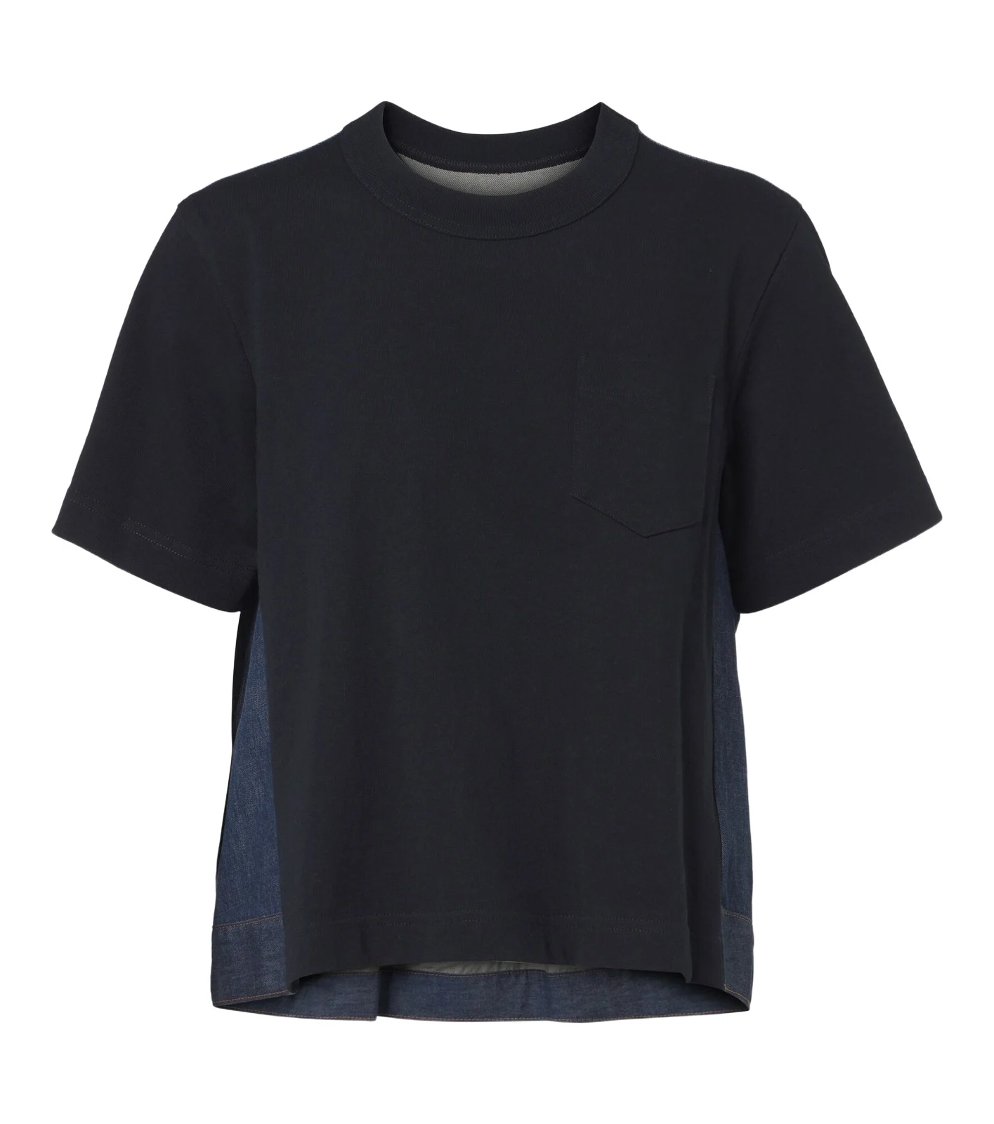 Cotton jersey and denim T-shirt