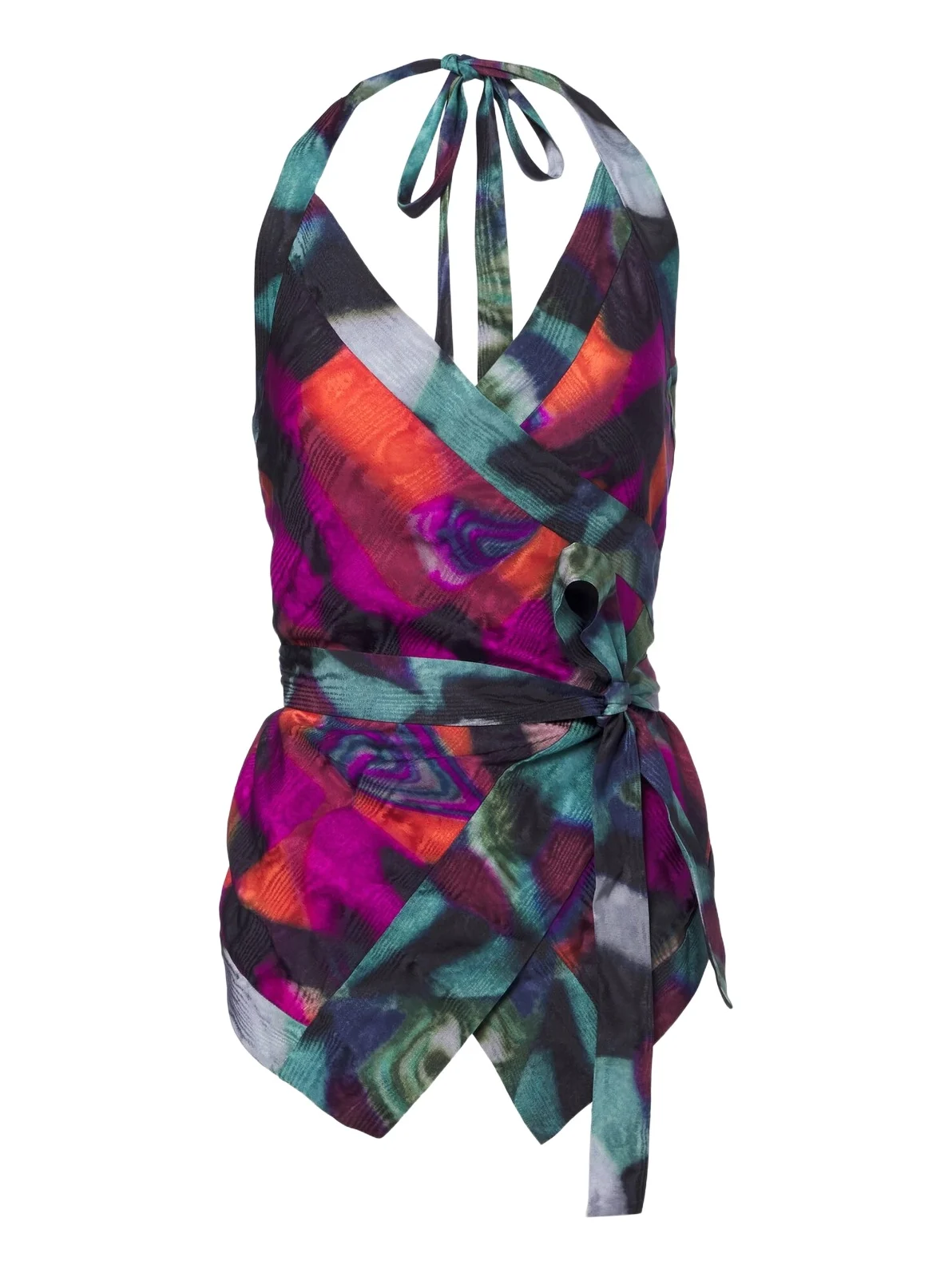 Printed moiré wrap top Printed moiré wrap top