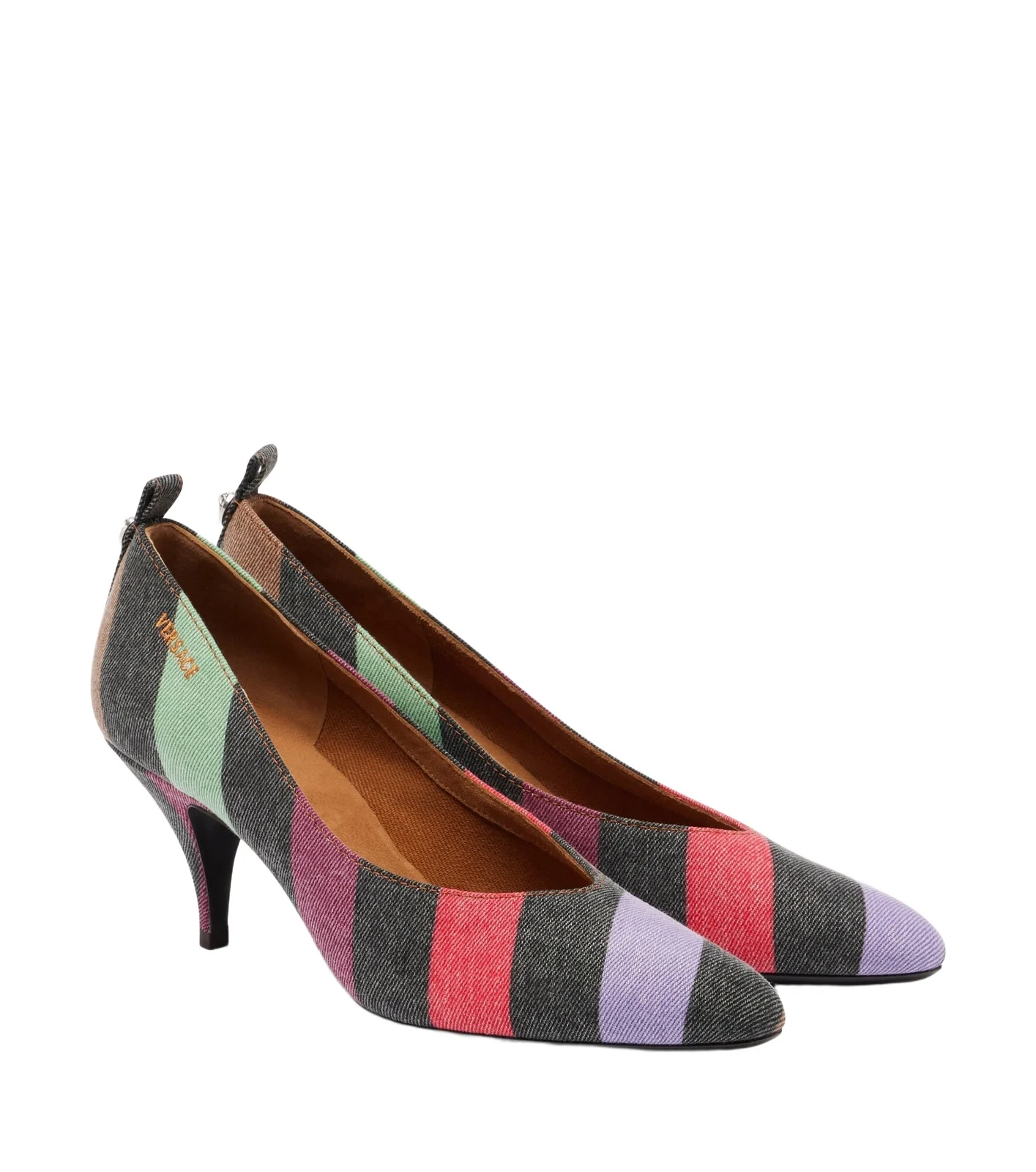 Tina striped denim pumps