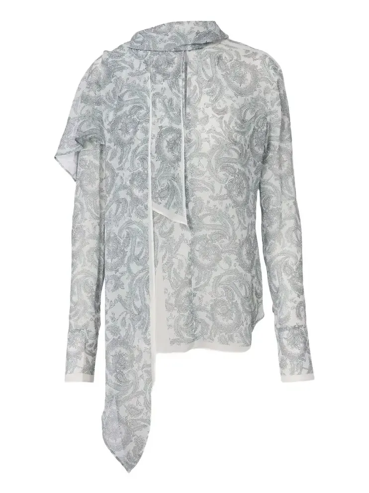 Acne Studios Caped paisley silk crêpe blouse