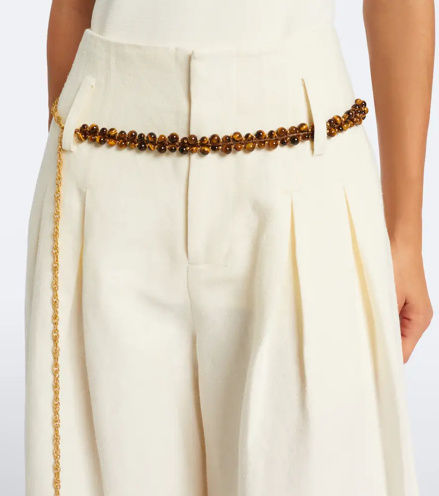 Xu Zhi Belted pleated silk and linen wide-leg pants | Thumbnail 4