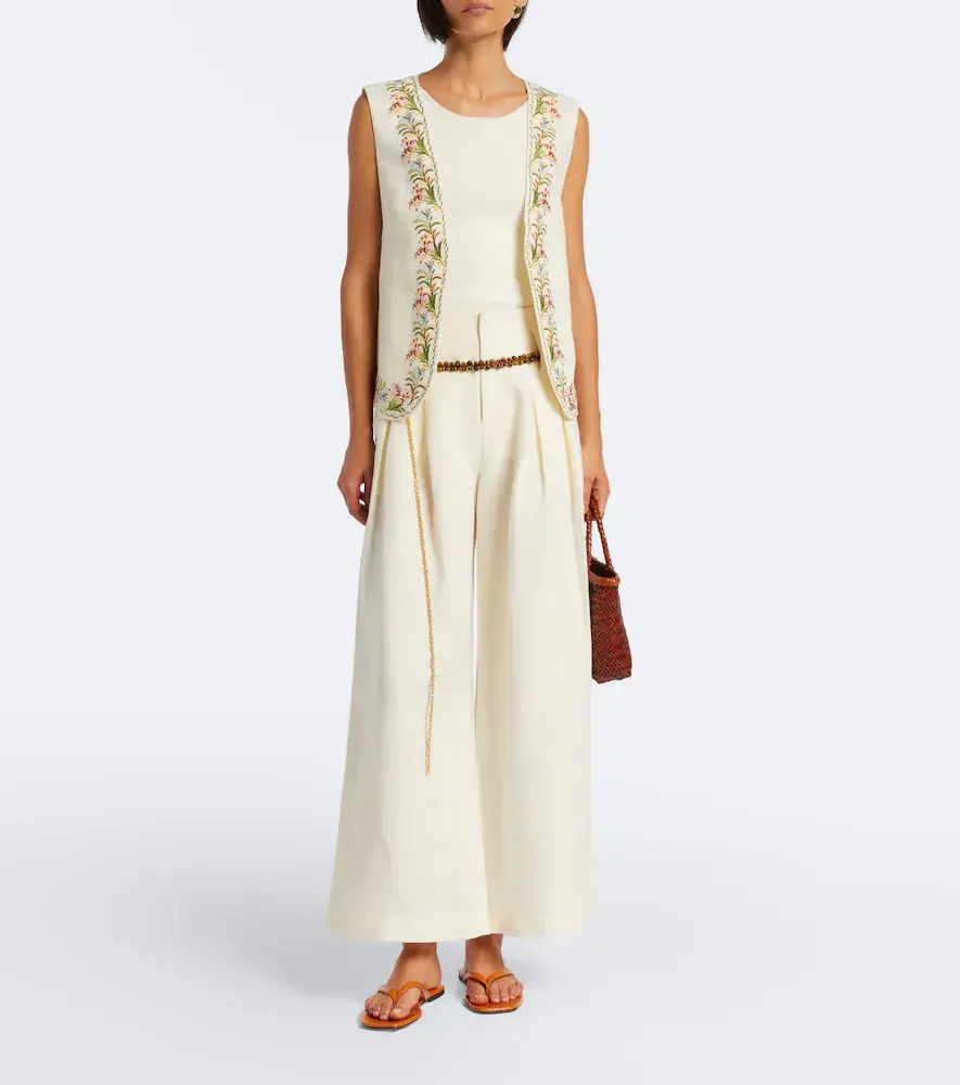 Xu Zhi Belted pleated silk and linen wide-leg pants | Thumbnail 5