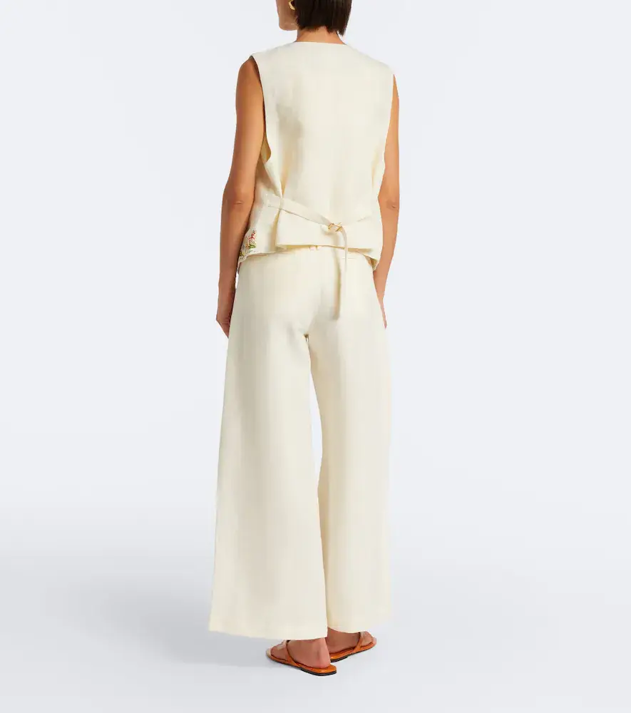 Xu Zhi Belted pleated silk and linen wide-leg pants | Thumbnail 6