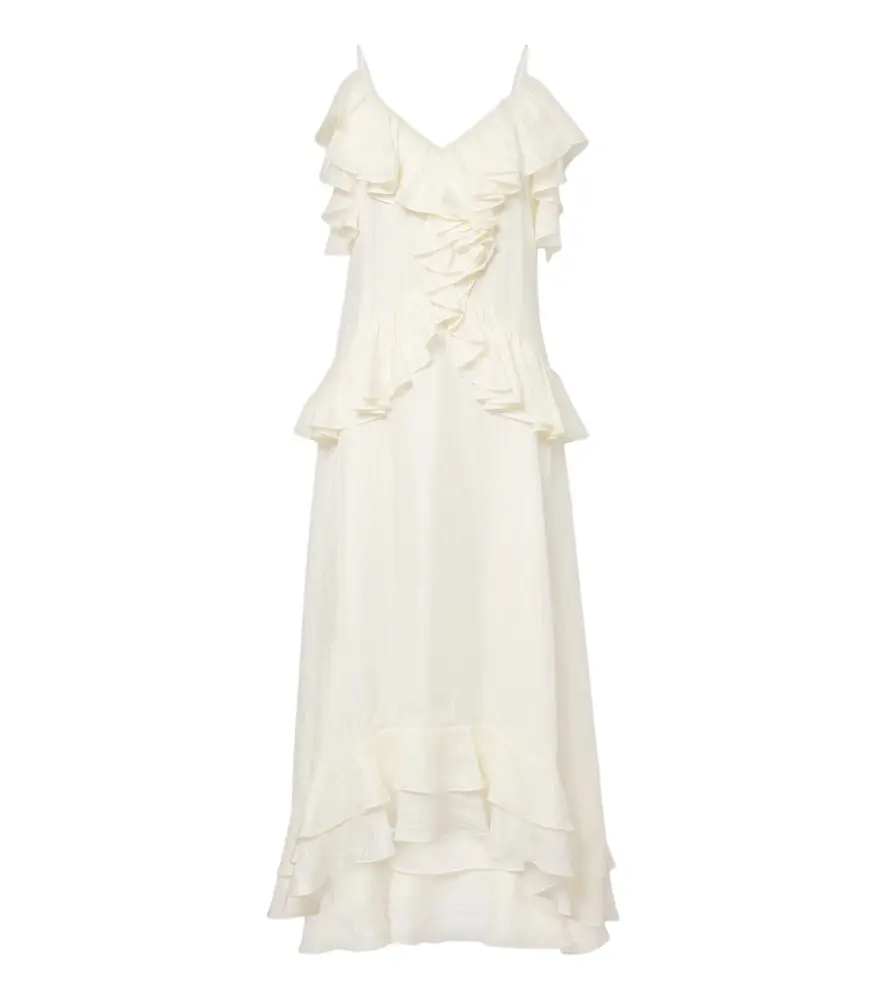 Xu Zhi Ruffled lace-trimmed silk-blend midi dress | Image 1 Xu Zhi Ruffled lace-trimmed silk-blend midi dress | Image 1