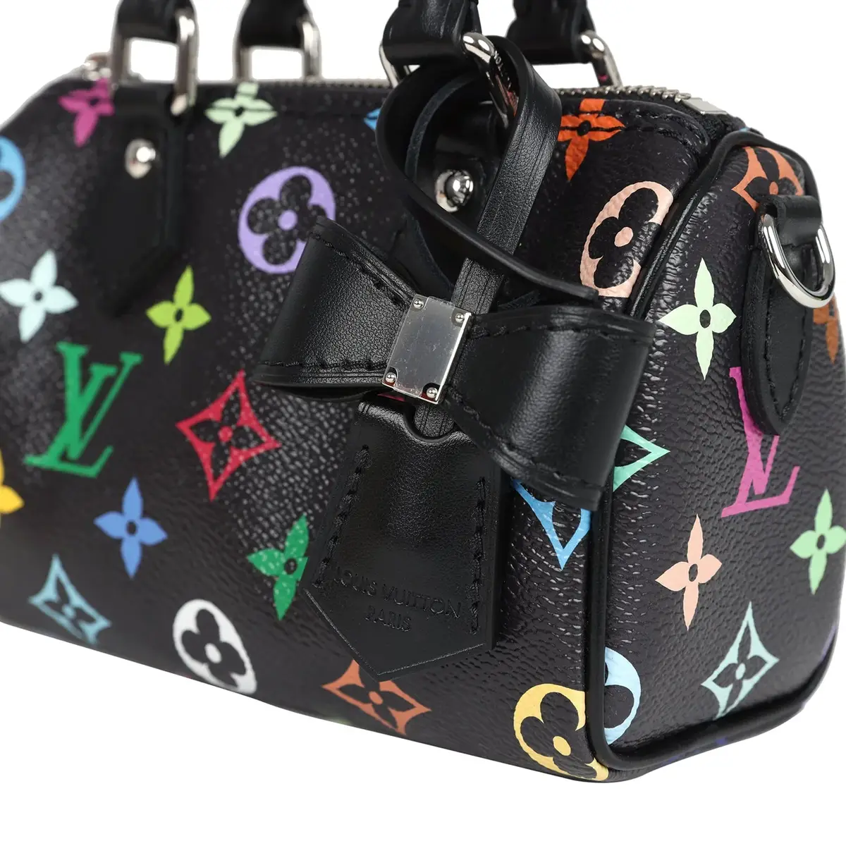 Louis Vuitton Louis Vuitton X Murakami Nano Speedy Bag Black Multicolor Monogram Silver Hardware | Thumbnail 6 Louis Vuitton Louis Vuitton X Murakami Nano Speedy Bag Black Multicolor Monogram Silver Hardware | Thumbnail 6