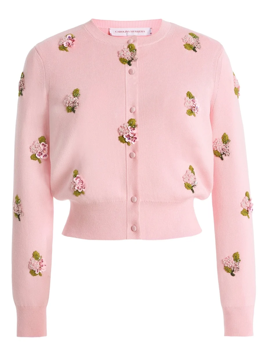 Carolina Herrera Embroidered Silk-Cotton Cardigan