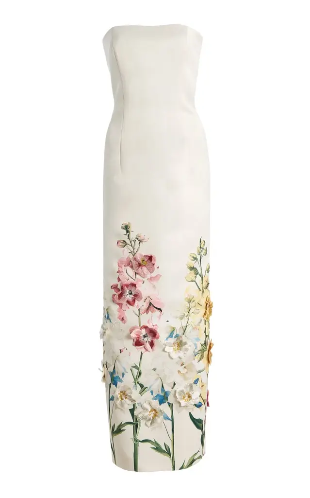 LEO LIN Exclusive Rayna Embroidered Satin Maxi Dress