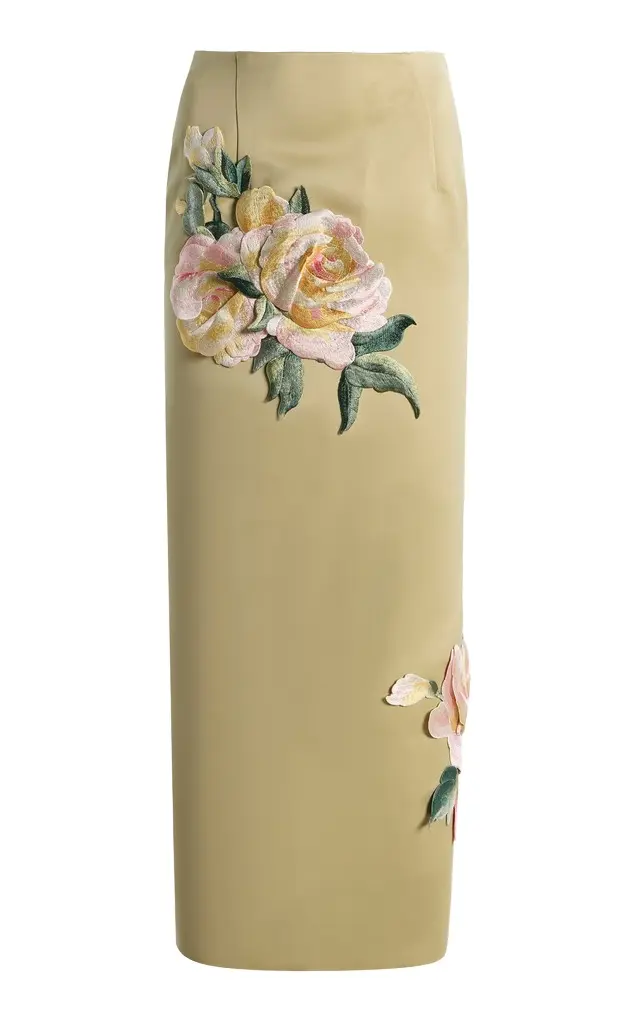 Exclusive Embroidered Satin Midi Skirt Exclusive Embroidered Satin Midi Skirt