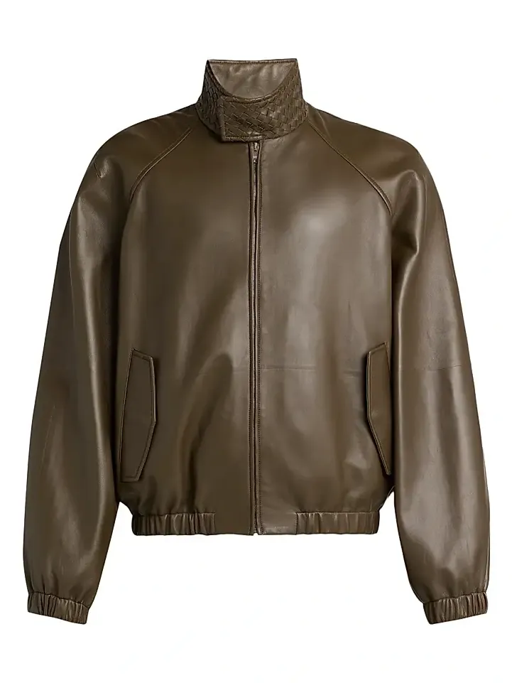 Men's Raglan Sleeve Leather Jacket